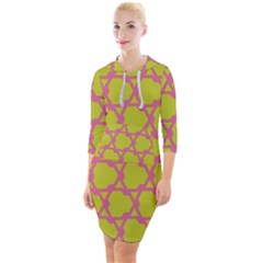 Pattern Background Structure Pink Quarter Sleeve Hood Bodycon Dress by Pakrebo