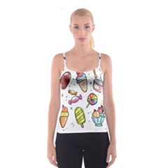 Doodle Cartoon Drawn Cone Food Spaghetti Strap Top by Pakrebo