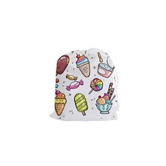 Doodle Cartoon Drawn Cone Food Drawstring Pouch (xs) by Pakrebo