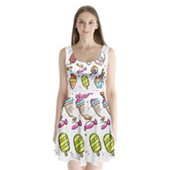 Doodle Cartoon Drawn Cone Food Split Back Mini Dress  by Pakrebo