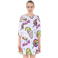 Doodle Cartoon Drawn Cone Food Smock Dress by Pakrebo