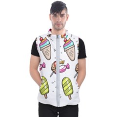 Doodle Cartoon Drawn Cone Food Men s Puffer Vest