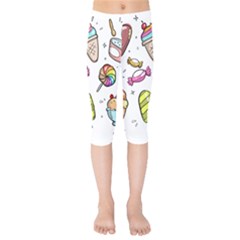 Doodle Cartoon Drawn Cone Food Kids  Capri Leggings  by Pakrebo