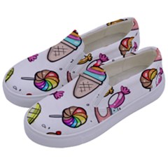 Doodle Cartoon Drawn Cone Food Kids  Canvas Slip Ons by Pakrebo