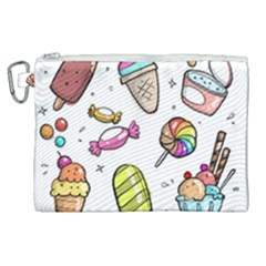 Doodle Cartoon Drawn Cone Food Canvas Cosmetic Bag (xl)