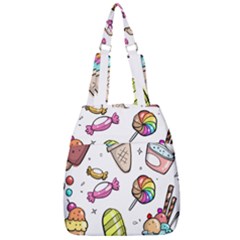 Doodle Cartoon Drawn Cone Food Center Zip Backpack