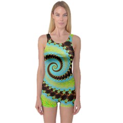 Fractal Julia Mandelbrot Art One Piece Boyleg Swimsuit by Pakrebo