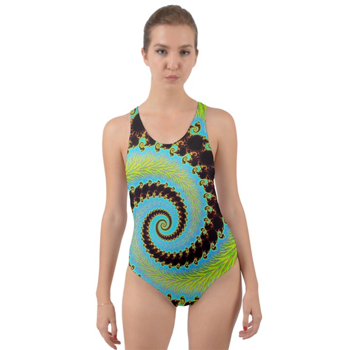 Fractal Julia Mandelbrot Art Cut-Out Back One Piece Swimsuit