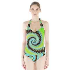 Fractal Julia Mandelbrot Art Halter Swimsuit by Pakrebo