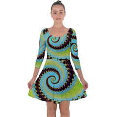 Fractal Julia Mandelbrot Art Quarter Sleeve Skater Dress