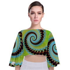 Fractal Julia Mandelbrot Art Tie Back Butterfly Sleeve Chiffon Top