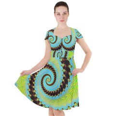 Fractal Julia Mandelbrot Art Cap Sleeve Midi Dress