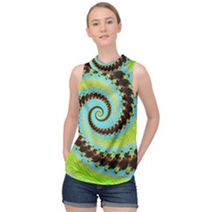 Fractal Julia Mandelbrot Art High Neck Satin Top