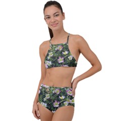 Mosaic Structure Pattern Background High Waist Tankini Set