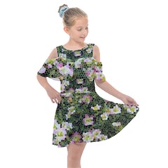 Mosaic Structure Pattern Background Kids  Shoulder Cutout Chiffon Dress