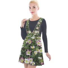 Mosaic Structure Pattern Background Plunge Pinafore Velour Dress