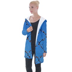 Pattern Structure Background Blue Longline Hooded Cardigan