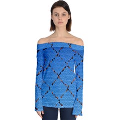 Pattern Structure Background Blue Off Shoulder Long Sleeve Top