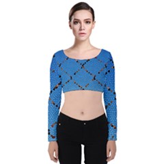 Pattern Structure Background Blue Velvet Long Sleeve Crop Top