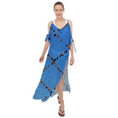 Pattern Structure Background Blue Maxi Chiffon Cover Up Dress