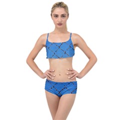 Pattern Structure Background Blue Layered Top Bikini Set