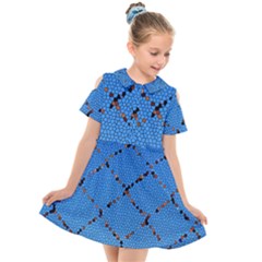 Pattern Structure Background Blue Kids  Short Sleeve Shirt Dress