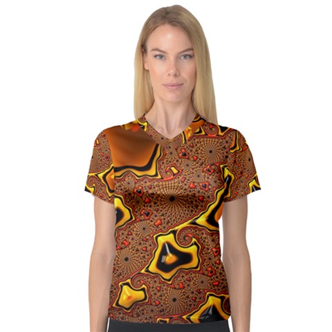 Fractal Julia Mandelbrot Art V-neck Sport Mesh Tee by Pakrebo