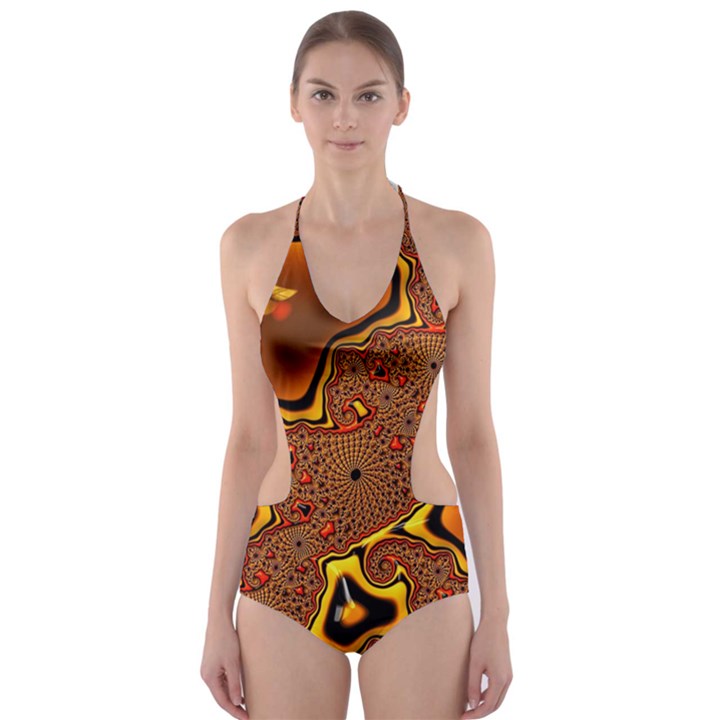 Fractal Julia Mandelbrot Art Cut-Out One Piece Swimsuit