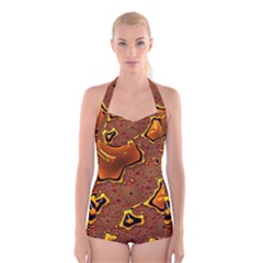 Fractal Julia Mandelbrot Art Boyleg Halter Swimsuit  by Pakrebo