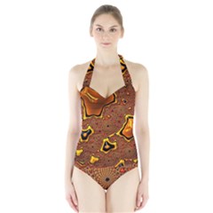 Fractal Julia Mandelbrot Art Halter Swimsuit by Pakrebo