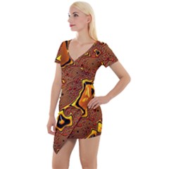 Fractal Julia Mandelbrot Art Short Sleeve Asymmetric Mini Dress