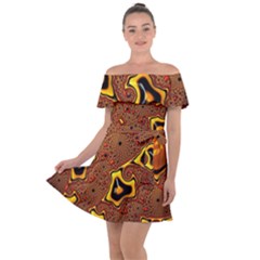 Fractal Julia Mandelbrot Art Off Shoulder Velour Dress