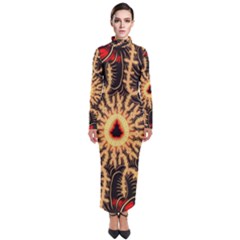 Fractal Julia Mandelbrot Art Turtleneck Maxi Dress