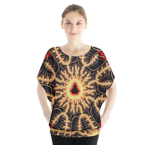 Fractal Julia Mandelbrot Art Batwing Chiffon Blouse by Pakrebo