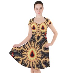 Fractal Julia Mandelbrot Art Cap Sleeve Midi Dress