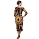 Fractal Julia Mandelbrot Art Quarter Sleeve Midi Velour Bodycon Dress View2