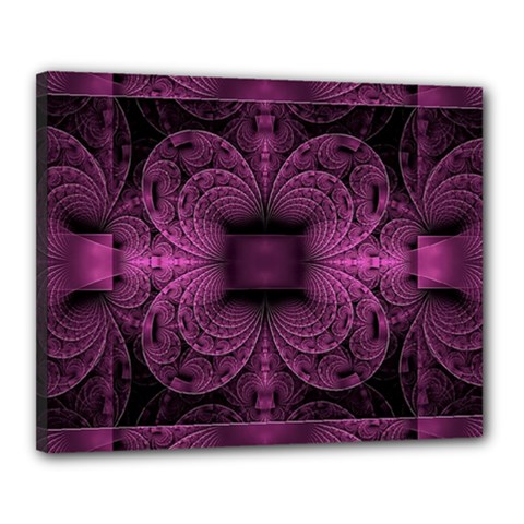 Fractal Magenta Pattern Geometry Canvas 20  X 16  (stretched) by Pakrebo