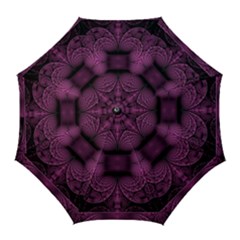 Fractal Magenta Pattern Geometry Golf Umbrellas by Pakrebo