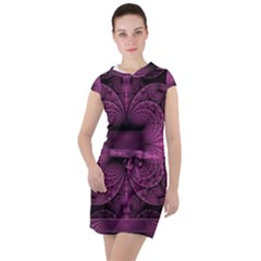 Fractal Magenta Pattern Geometry Drawstring Hooded Dress