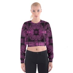 Fractal Magenta Pattern Geometry Cropped Sweatshirt