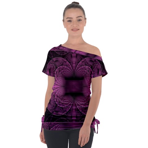 Fractal Magenta Pattern Geometry Tie-up Tee by Pakrebo