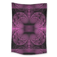 Fractal Magenta Pattern Geometry Large Tapestry by Pakrebo