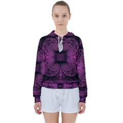 Fractal Magenta Pattern Geometry Women s Tie Up Sweat