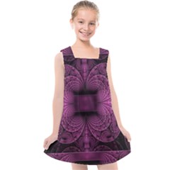 Fractal Magenta Pattern Geometry Kids  Cross Back Dress