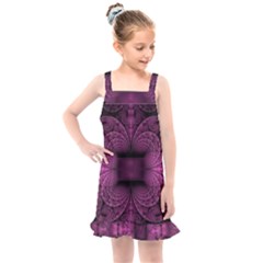 Fractal Magenta Pattern Geometry Kids  Overall Dress