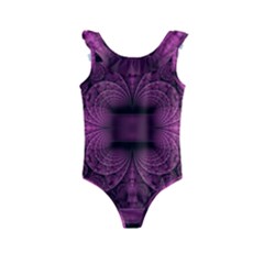 Fractal Magenta Pattern Geometry Kids  Frill Swimsuit