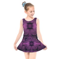 Fractal Magenta Pattern Geometry Kids  Skater Dress Swimsuit