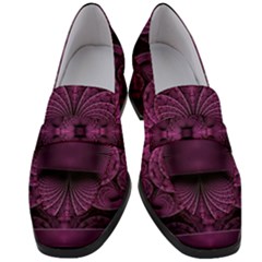 Fractal Magenta Pattern Geometry Women s Chunky Heel Loafers