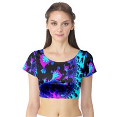 Fractal Pattern Spiral Abstract Short Sleeve Crop Top by Pakrebo