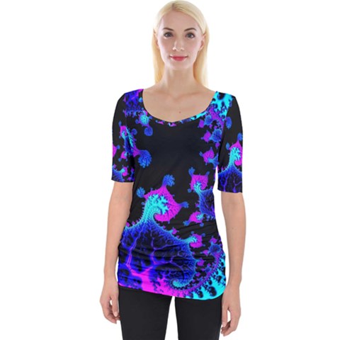 Fractal Pattern Spiral Abstract Wide Neckline Tee by Pakrebo